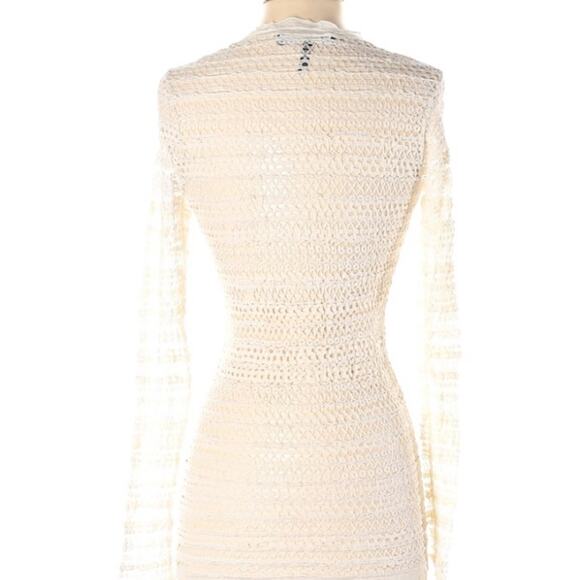 Isabel Marant Cream Open Knit Long Sleeve Blouse Womens S Lace Sheer Cottage - Picture 2 of 7